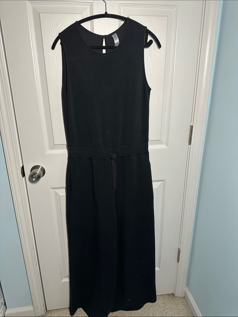SPANX Black Sleeveless Maxi Jumpsuit with Waist Tie